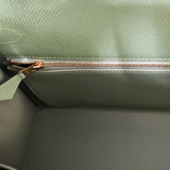 Hermes Kelly 28 Vert Criquet Epsom Sellier Green stamp Z - Picture 14 of 16